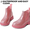 K KomForme Girl Glitter Ankle Boot Side Zipper Chelsea Booties Lug Sole(Pink)