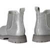 K KomForme Girl Glitter Ankle Boot Side Zipper Chelsea Booties Lug Sole(Silver)