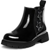 K KomForme Girl Glitter Ankle Boot Side Zipper Chelsea Booties Lug Sole(Black Star)