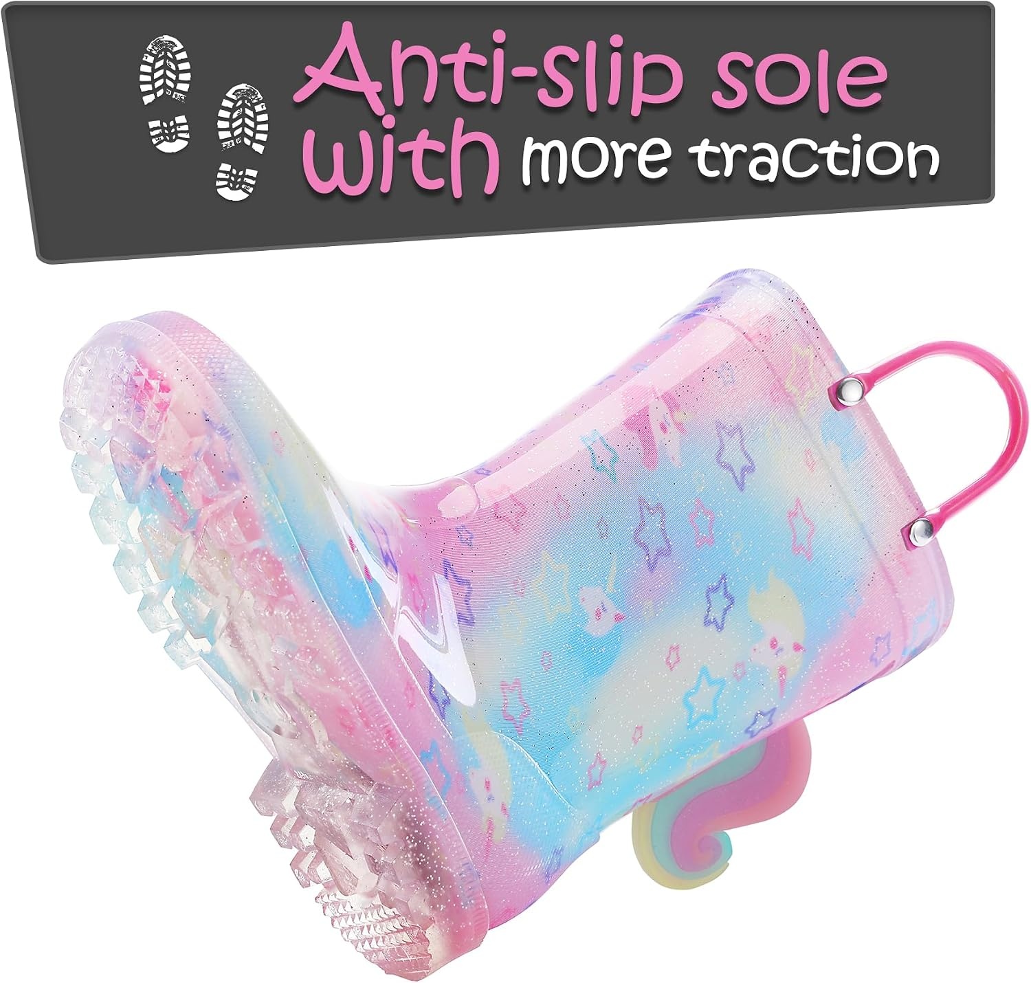 image:imageK KomForme Toddler Light Up Rain Boots for Girls Boys Waterproof Rain BootsGradient Unicorn
