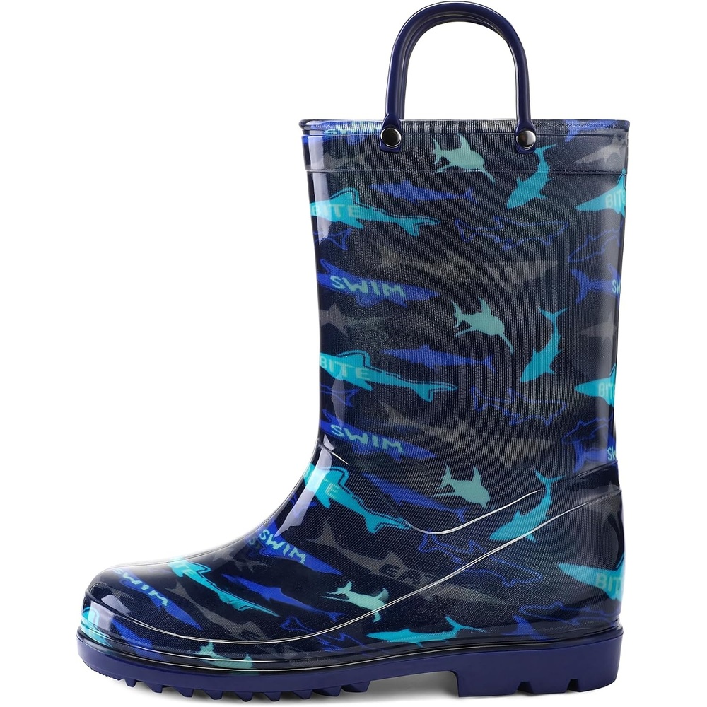 image:imageK KomForme Girls Boys Rain Boots Waterproof Boots with Easy on HandlesShark