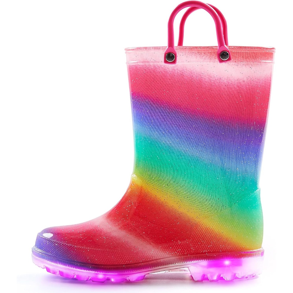 image:imageK KomForme Toddler Light Up Rain Boots for Girls Boys Waterproof Rain BootsShimmer Rainbow