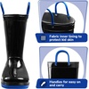 K KomForme Girls Boys Rain Boots Waterproof Boots with Easy on Handles(Black-blue)