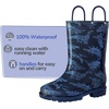 K KomForme Girls Boys Rain Boots Waterproof Boots with Easy on Handles(Blue Dinosaur)