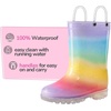 K KomForme Girls Boys Rain Boots Waterproof Boots with Easy on Handles(Blue-yellow)
