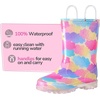 K KomForme Girls Boys Rain Boots Waterproof Boots with Easy on Handles(Colorful Clouds)