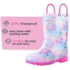 K KomForme Girls Boys Rain Boots Waterproof Boots with Easy on Handles(Colorful Halo)