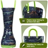 K KomForme Girls Boys Rain Boots Waterproof Boots with Easy on Handles(Green Dinosaur)