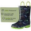 K KomForme Girls Boys Rain Boots Waterproof Boots with Easy on Handles(Green Dinosaur)