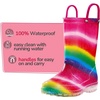 K KomForme Girls Boys Rain Boots Waterproof Boots with Easy on Handles(Rainbow)