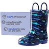 K KomForme Girls Boys Rain Boots Waterproof Boots with Easy on Handles(Shark)