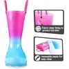 K KomForme Toddler Light Up Rain Boots for Girls Boys Waterproof Rain Boots(Blue Pink Unicorn)