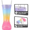 K KomForme Toddler Light Up Rain Boots for Girls Boys Waterproof Rain Boots(Colorful Gradient)