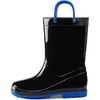 K KomForme Girls Boys Rain Boots Waterproof Boots with Easy on Handles(Black-blue)