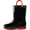 K KomForme Girls Boys Rain Boots Waterproof Boots with Easy on Handles(Black-red)