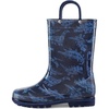 K KomForme Girls Boys Rain Boots Waterproof Boots with Easy on Handles(Blue Dinosaur)