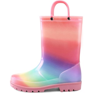 K KomForme Girls Boys Rain Boots Waterproof Boots with Easy on Handles(Colorful)