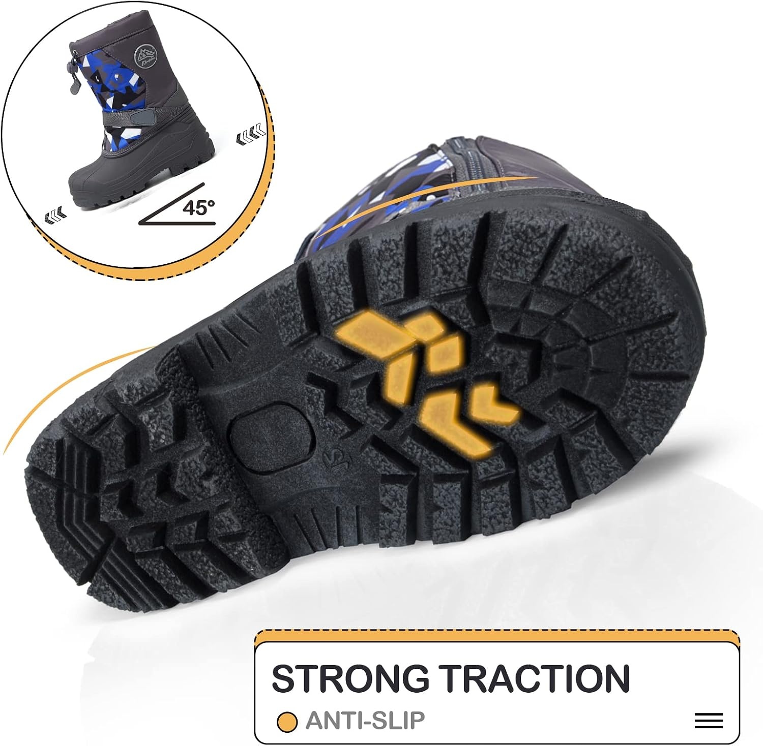 image:imageK KomForme Kids Insulated Waterproof Antislip Winter Warm Snow BootsGrayk