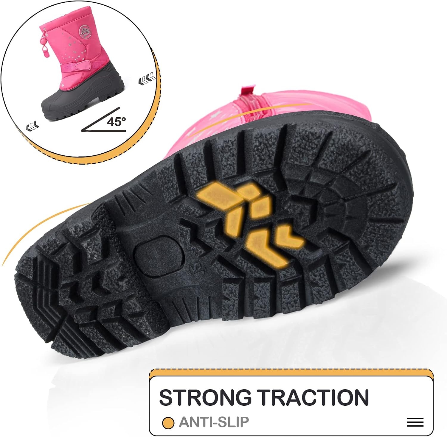 image:imageK KomForme Kids Insulated Waterproof Antislip Winter Warm Snow BootsPinksnow