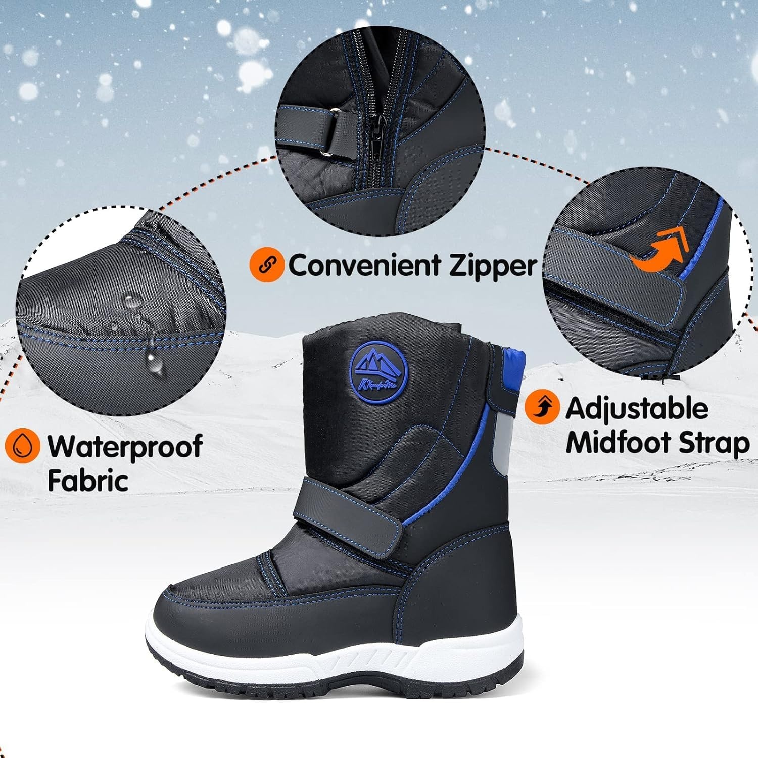 image:imageK KomForme Kids Warm Waterproof Outdoor BootsBlackn