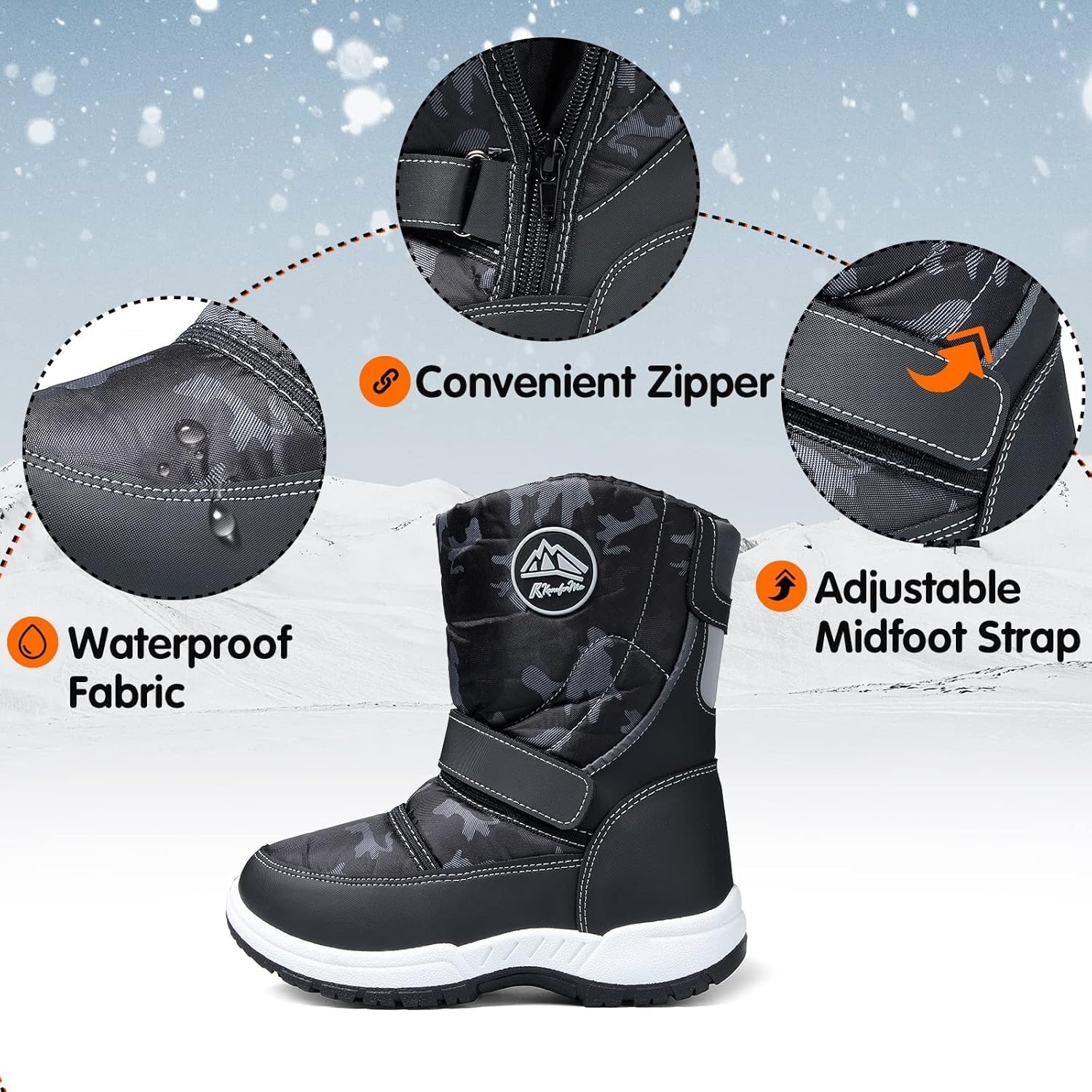 image:imageK KomForme Kids Warm Waterproof Outdoor BootsCamouflage