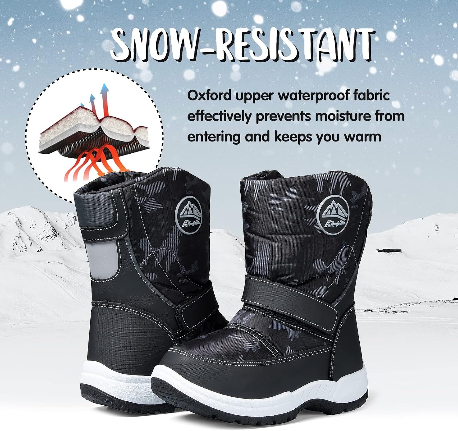 image:imageK KomForme Kids Warm Waterproof Outdoor BootsCamouflage