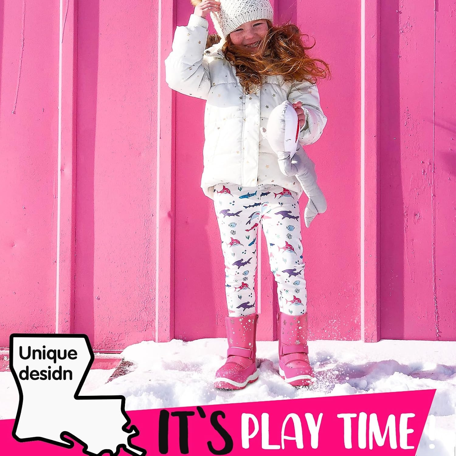 image:imageK KomForme Kids Warm Waterproof Outdoor BootsPink Star