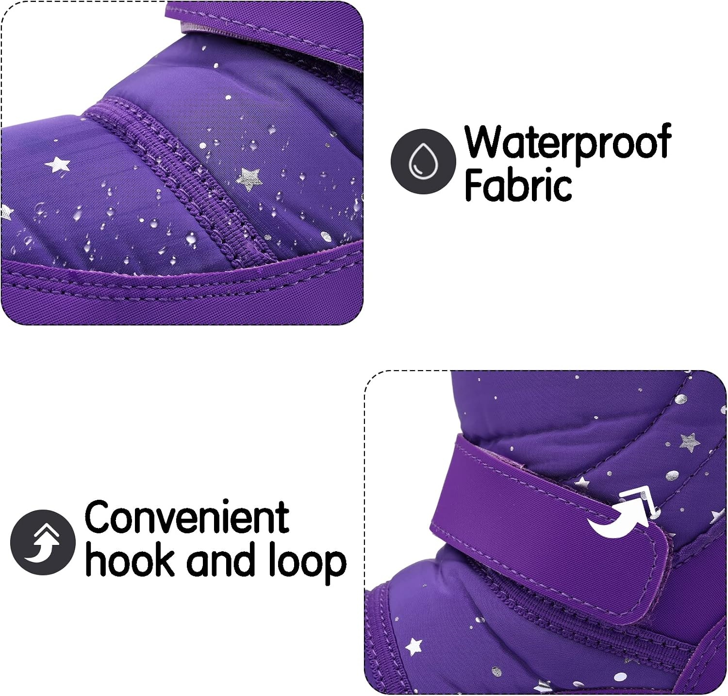 image:imageK KomForme Kids Warm Waterproof Outdoor BootsPurple Star