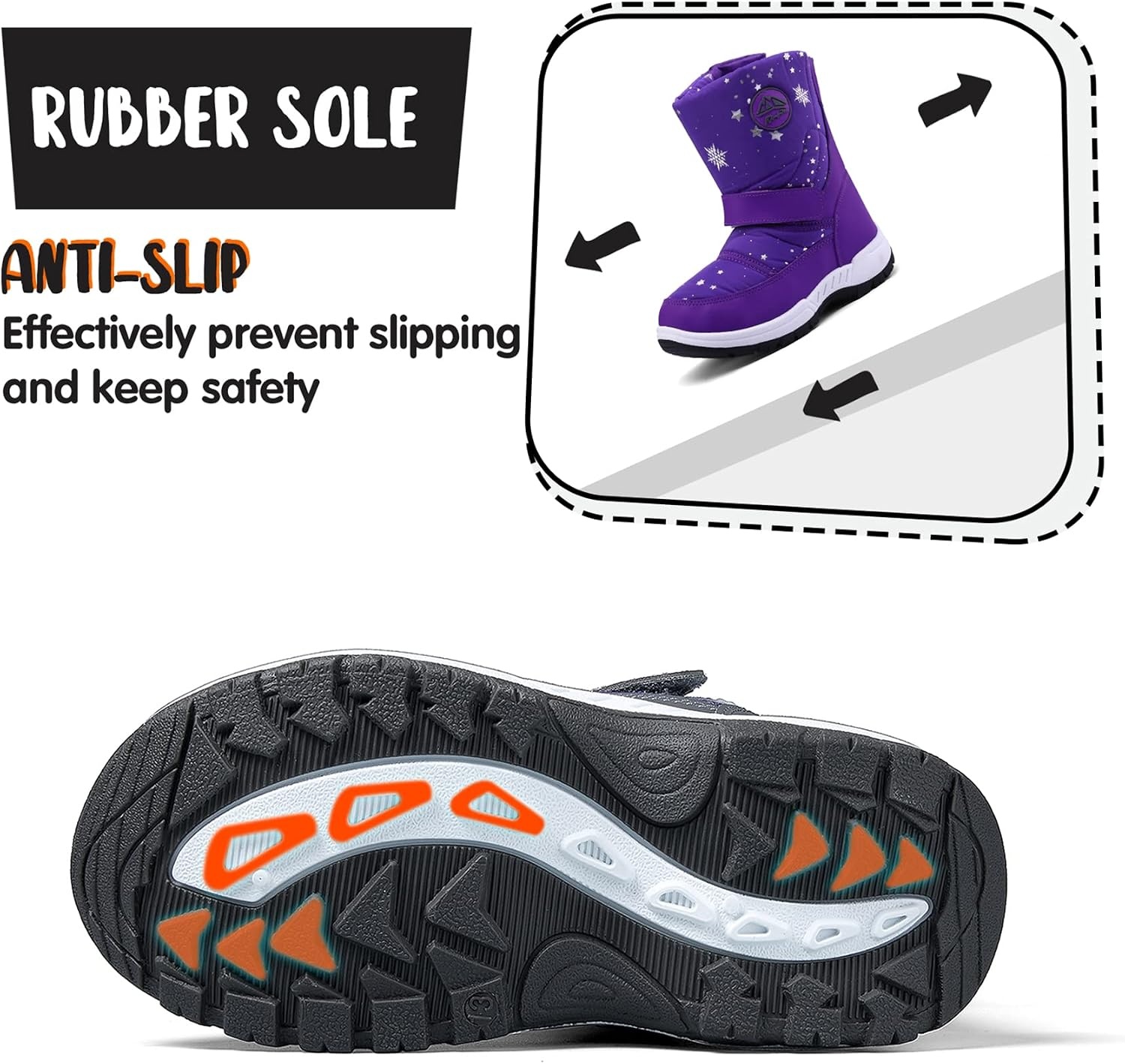 image:imageK KomForme Kids Warm Waterproof Outdoor BootsPurple Star