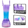 K KomForme Girls Rain Boots,Kids Waterproof Boots with Easy-on Handles(Gradient Purple)