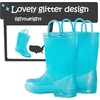K KomForme Girls Rain Boots,Kids Waterproof Boots with Easy-on Handles(Lake Blue)