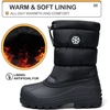 K KomForme Kids Insulated Waterproof Anti-slip Winter Warm Snow Boots(Black-snow)
