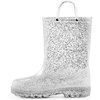 K KomForme Girls Rain Boots,Kids Waterproof Boots with Easy-on Handles(Silver)