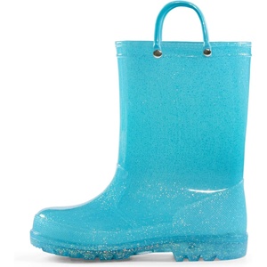 K KomForme Girls Rain Boots,Kids Waterproof Boots with Easy-on Handles(Lake Blue)