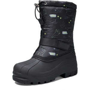 K KomForme Kids Insulated Waterproof Anti-slip Winter Warm Snow Boots(Black-dino)