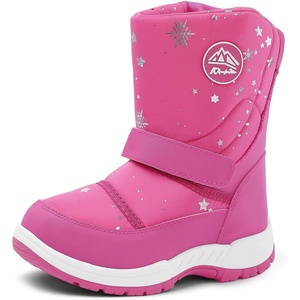 K KomForme Kids Warm Waterproof Outdoor Boots(Pink Star)