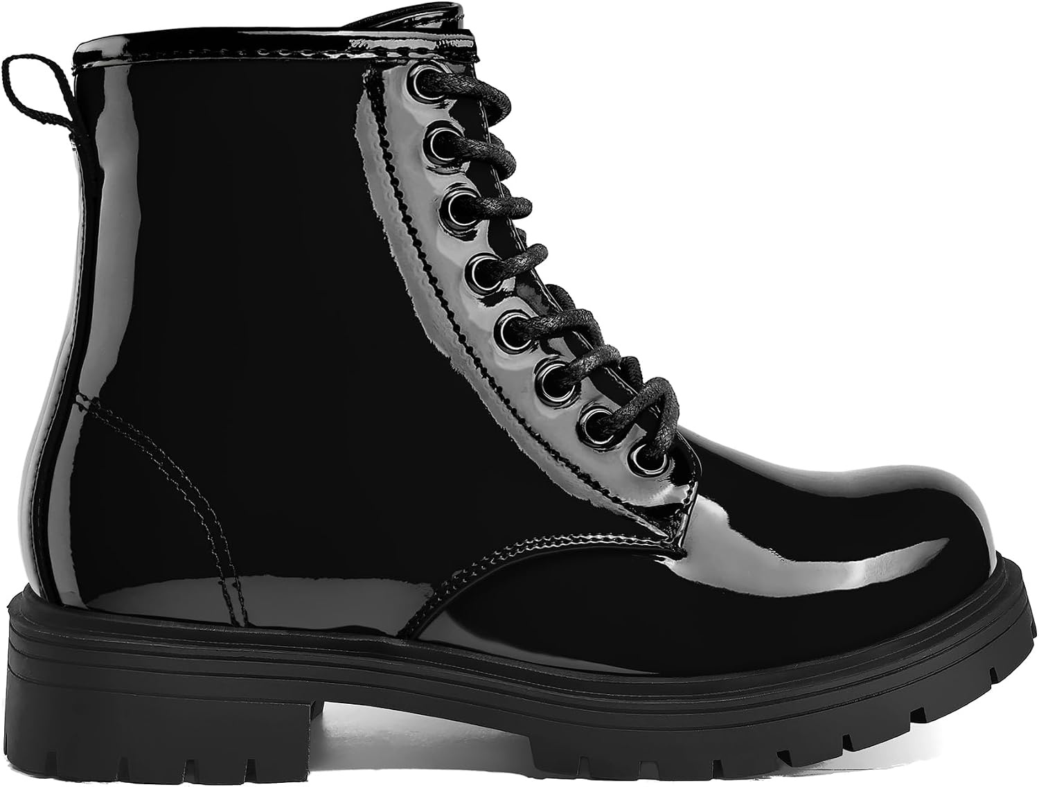 image:imageGirls Boys Combat Boots Kid Ankle Boots with Side ZipperBlack Patent