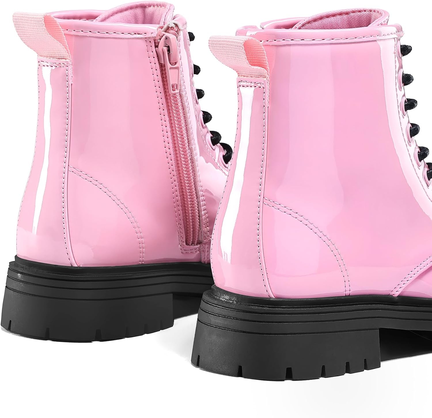 image:imageGirls Boys Combat Boots Kid Ankle Boots with Side ZipperPink Patent