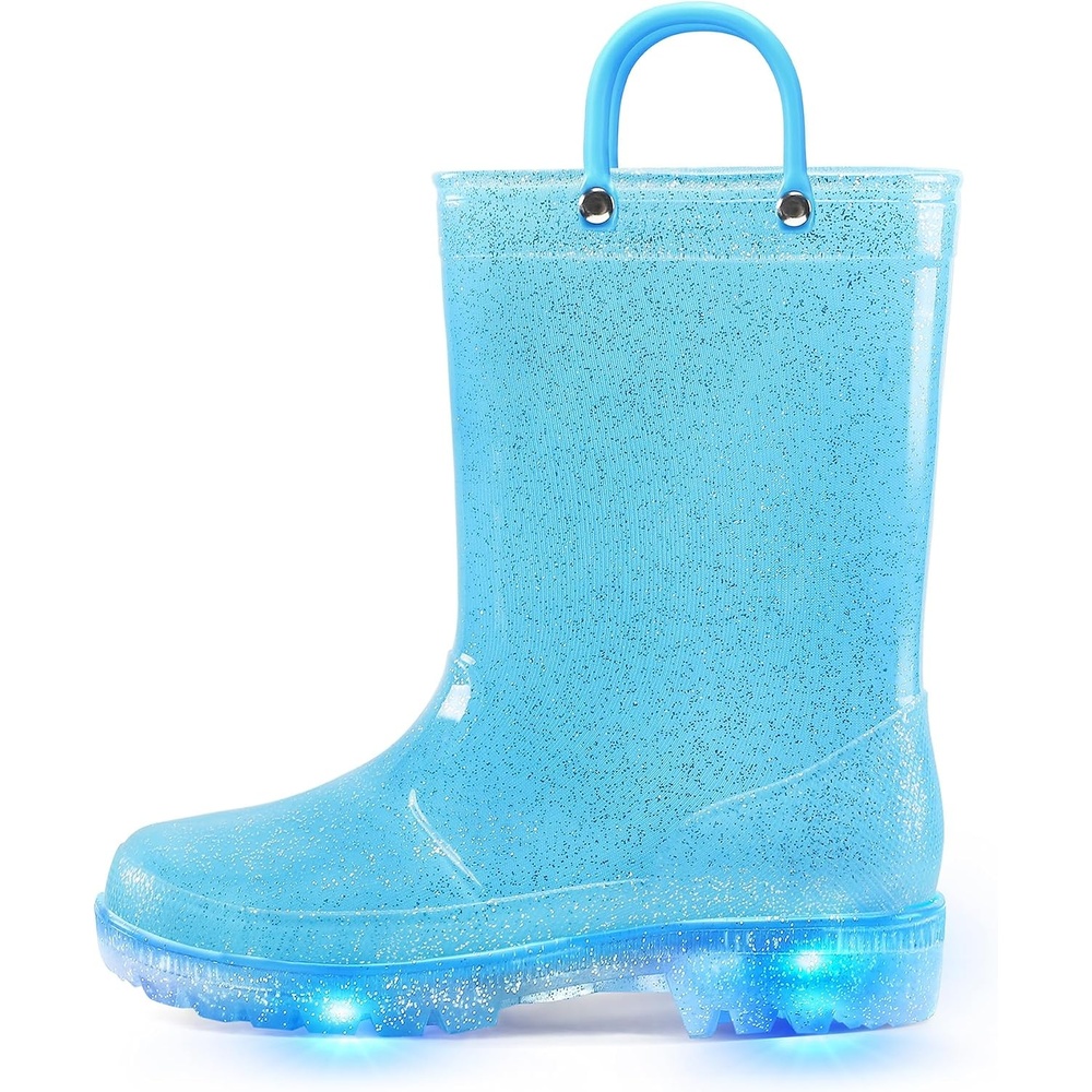 image:imageKids Rain Boots Boys Girls Light up Boots with Easyon HandlesBlue Glitter