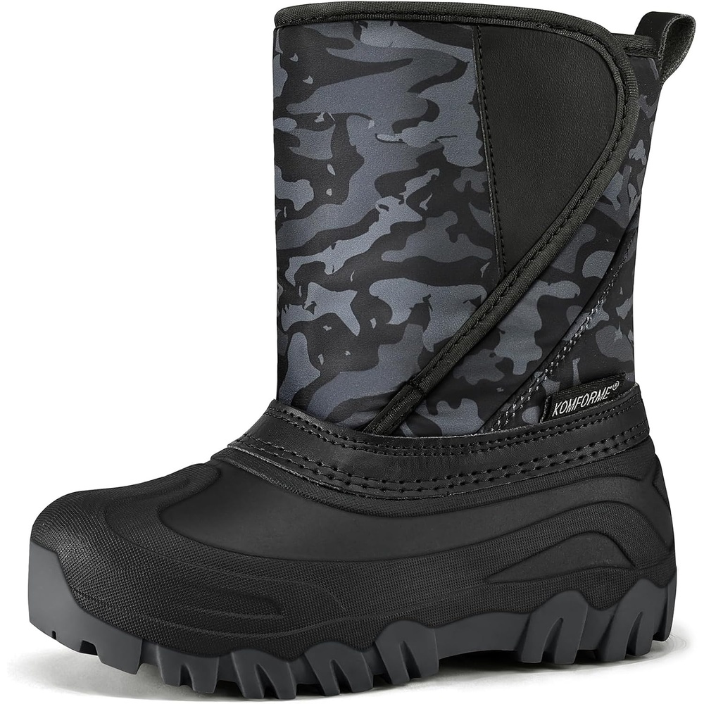 image:imageKids Winter Snow Boots Hook amp Loop Faux Fur Lined Warm Insulated ShoesCamouflage
