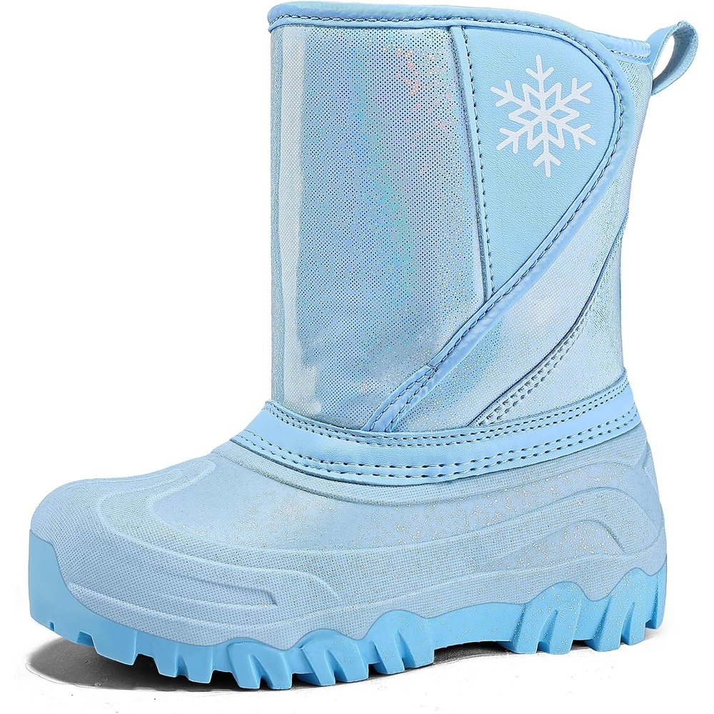 image:imageKids Winter Snow Boots Hook amp Loop Faux Fur Lined Warm Insulated ShoesPuBlue