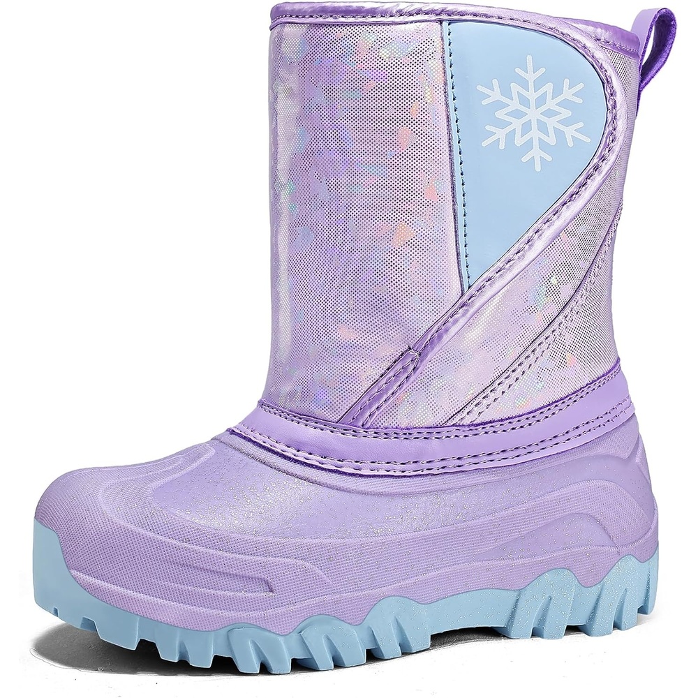 image:imageKids Winter Snow Boots Hook amp Loop Faux Fur Lined Warm Insulated ShoesPuPurple