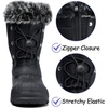 Boys Girls Fur Lined Waterproof Winter Boot(Black)