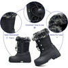 Boys Girls Fur Lined Waterproof Winter Boot(Black)