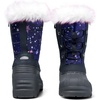 Boys Girls Fur Lined Waterproof Winter Boot(Dark Purple)