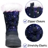 Boys Girls Fur Lined Waterproof Winter Boot(Dark Purple)