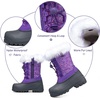 Boys Girls Fur Lined Waterproof Winter Boot(Purple/Multicolor)