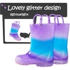Girls Rain Boots,Kids Waterproof Boots with Easy-on Handles(Gradient Purple)