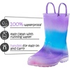 Girls Rain Boots,Kids Waterproof Boots with Easy-on Handles(Gradient Purple)