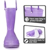 Girls Rain Boots,Kids Waterproof Boots with Easy-on Handles(Purple)